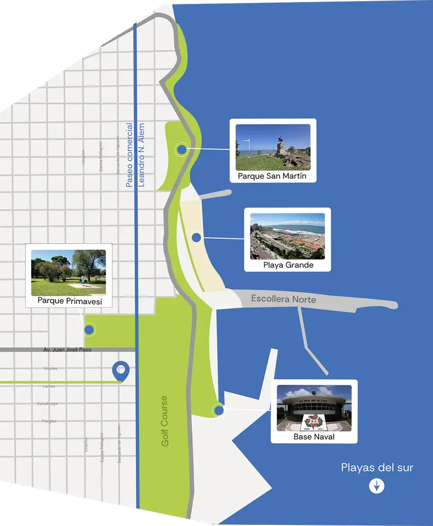 Mapa de ubicación del desarrollo Domani Vista en Playa Grande